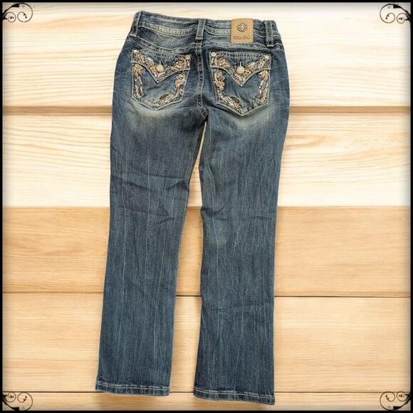 MISS ME Los Angeles Mid Rise Capri Jeans Beaded Bling Pockets K11220 Women's 26 - Picture 2 of 8